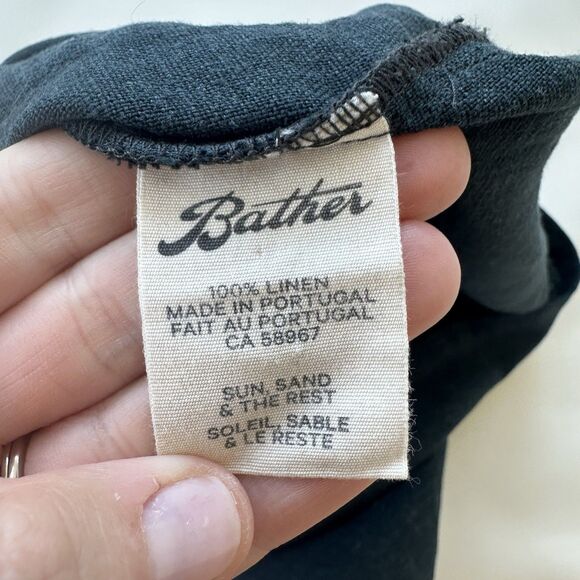 Bather Linen Traveler Shirt In Navy Mens Large Texture Short Sleeve Msrp $150 - Picture 10 of 10